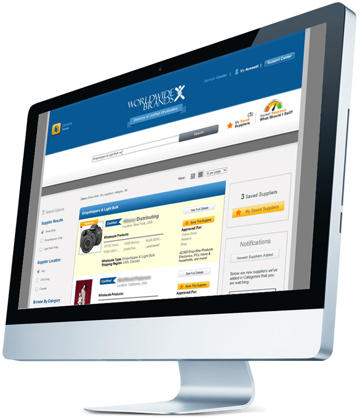 desktop computer showing the wholesale directory